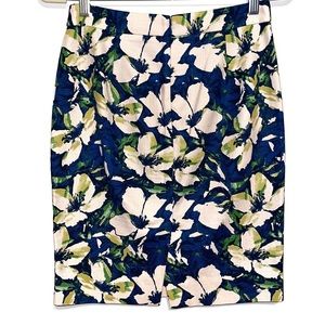 J. Crew Floral Pencil Skirt Blue Green size 00